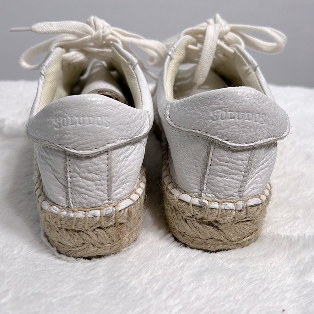 Soludos Sneakerdrille Lace Up Espadrille Leather Sneaker size 6 White - Picture 3 of 8